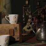 Luxury Turkish Coffee Cups with Decorative Wooden Box